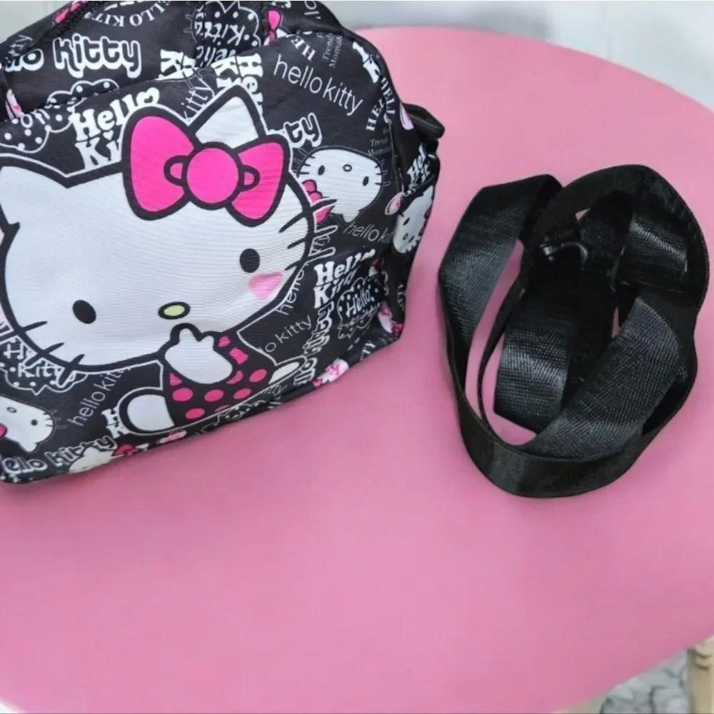 Hello Kitty Black Shoulder Bag Set of 3 Sanrio Kid Tween Travel School Purse NEW